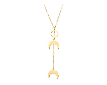 Pozlacený stříbrný náhrdelník - půlměsíc, kroužek