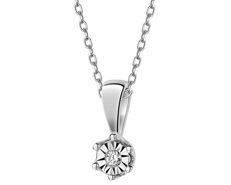 Přívěsek z bílého zlata s briliantem - 0,01 ct - ryzost 585