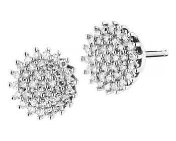 585 Rhodium-Plated White Gold Earrings with Diamonds 0,24 ct - fineness 14 K