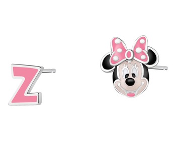 Stříbrné náušnice se smaltem - Minnie Mouse, písmeno Z, Disney