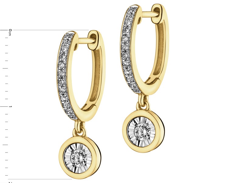 Náušnice ze žlutého a bílého zlata s diamanty - 0,19 ct - ryzost 585