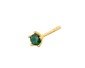 Yellow gold earring with synthetic emerald