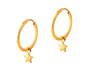 Zlaté náušnice - hvězdy, kroužky 14 mm