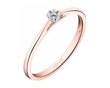 Prsten z růžového zlata s diamantem 0,003 ct - ryzost 585