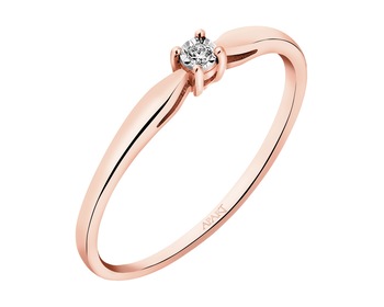 Prsten z růžového a bílého zlata s briliantem 0,01 ct - ryzost 585