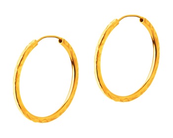 Złote kolczyki szarnir - koła, 24 mm