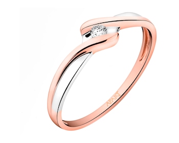 Prsten z růžového zlata s diamantem 0,04 ct - ryzost 585