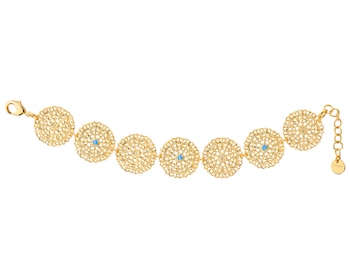 Gold plated bronze bracelet with cubic zirconia - rosettes
