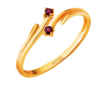 Zlatý prsten se syntetickými rubíny