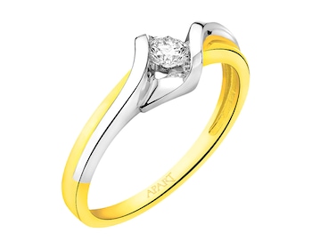 14ct Yellow Gold Ring with Diamond 0,16 ct - fineness 14 K