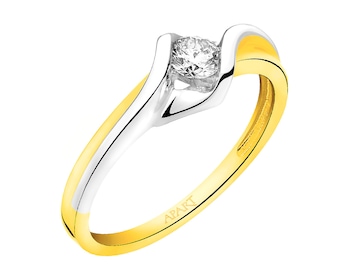 14ct Yellow Gold Ring with Diamond 0,20 ct - fineness 14 K