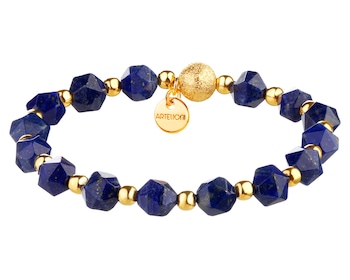Gold plated brass bracelet with lapis lazuli
