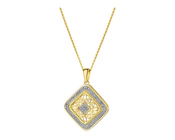 Yellow gold pendant with diamonds 0,15 ct - fineness 14 K