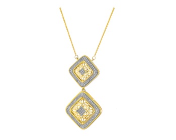Yellow gold necklace with diamonds 0,27 ct - fineness 14 K