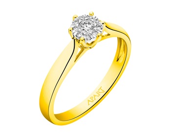 Yellow and white gold ring with diamonds 0,15 ct - fineness 585