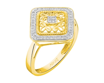 Yellow gold ring with diamonds 0,12 ct - fineness 14 K