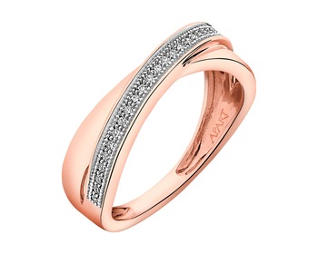 Prsten z růžového zlata s diamanty 0,08 ct - ryzost 585