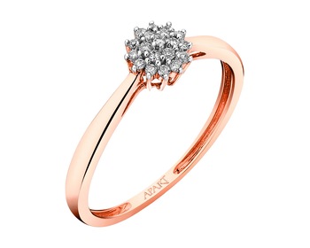 Rose gold ring with brilliants 0,10 ct - fineness 14 K