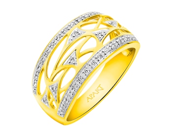 Yellow gold ring with diamonds 0,15 ct - fineness 14 K