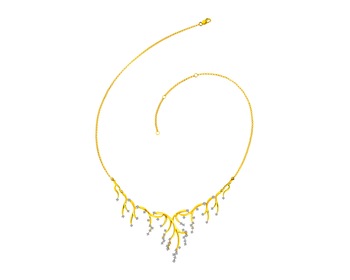 Gold necklace with brilliants 1,01 ct - fineness 14 K
