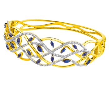 Gold bracelet with diamonds and sapphires - fineness 14 K