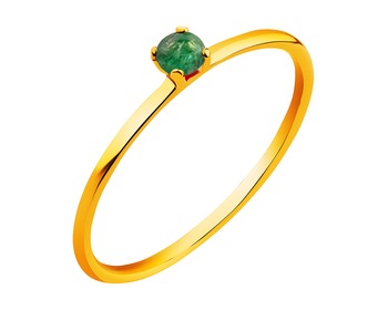 Złoty pierścionek ze szmaragdem syntetycznym