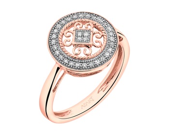Prsten z růžového zlata s diamanty - rozeta 0,09 ct - ryzost 585