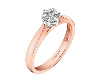 Prsten z růžového a bílého zlata s brilianty 0,10 ct - ryzost 585