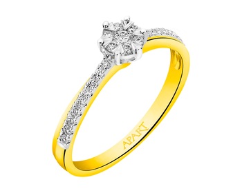 Yellow and white gold ring with diamonds 0,21 ct - fineness 585