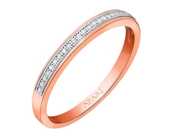 Prsten z růžového zlata s diamanty 0,04 ct - ryzost 585