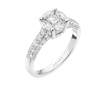 White gold ring with diamonds 0,91 ct - fineness 14 K