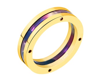 Prsten z ušlechtilé oceli s detailem z křišťálové pryskyřice