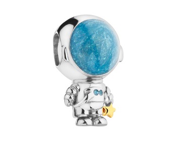 Zawieszka srebrna beads z emalią - astronauta