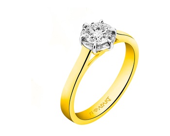 Prsten ze žlutého a bílého zlata s briliantem 0,50 ct - ryzost 585