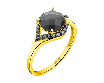 Gold ring with diamonds - fineness 14 K