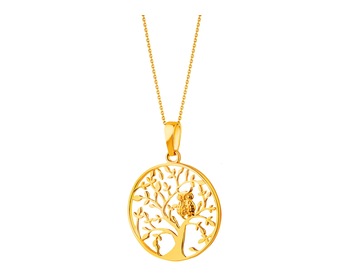 Zlatý přívěsek - strom, sova