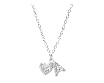 Stříbrný náhrdelník se zirkony - písmeno A, srdce