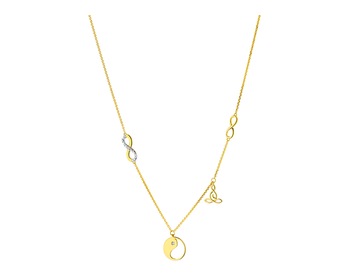 Zlatý náhrdelník s diamanty - jin a jang, nekonečno 0,01 ct - ryzost 585