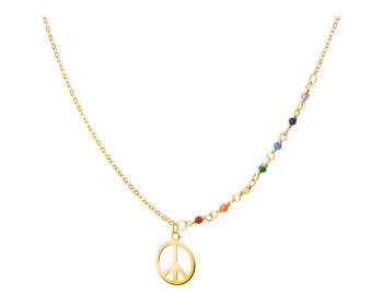 Zlatý náhrdelník se sklem, anker - symbol míru