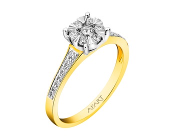 Yellow and white gold ring with diamonds 0,34 ct - fineness 585