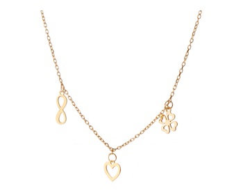 Pozlacený stříbrný náhrdelník - nekonečno, srdce, čtyřlístek