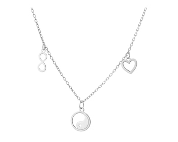 Silver necklace - yin yang, heart, infinity