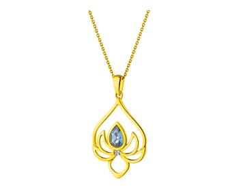 Gold pendant with diamond and topaz (London Blue) - fineness 14 K