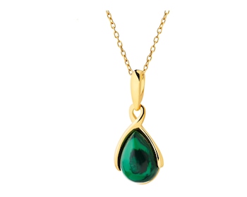 Gold plated silver pendant with malachite