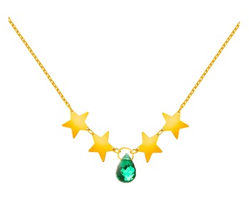 Zlatý náhrdelník se syntetickým křemenem, anker - hvězdy