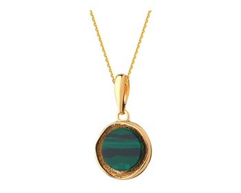 Gold-plated silver pendant with malachite