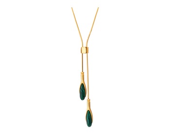 Gold-plated silver necklace with malachite