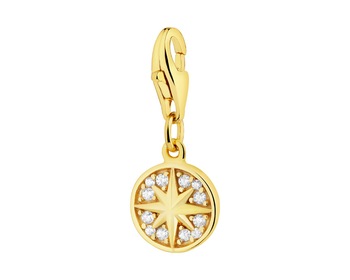 Gold-plated silver charms pendant with cubic zirconia