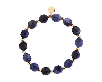 Gold-plated brass bracelet with sodalite