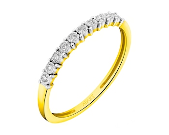 Yellow and white gold ring with diamonds 0,06 ct - fineness 585